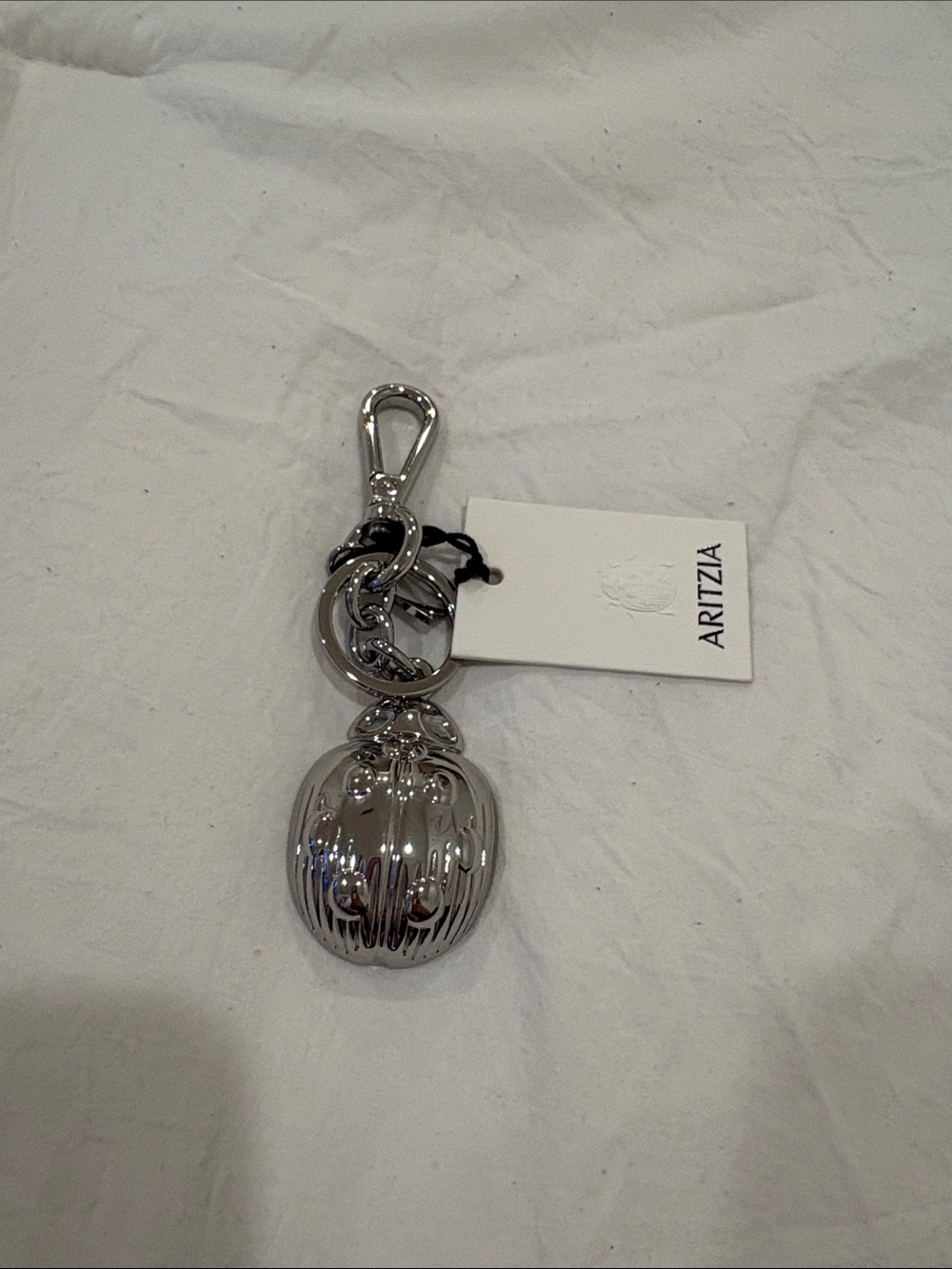 Aritzia Shiny Silver Pumpkin Charm Keyring